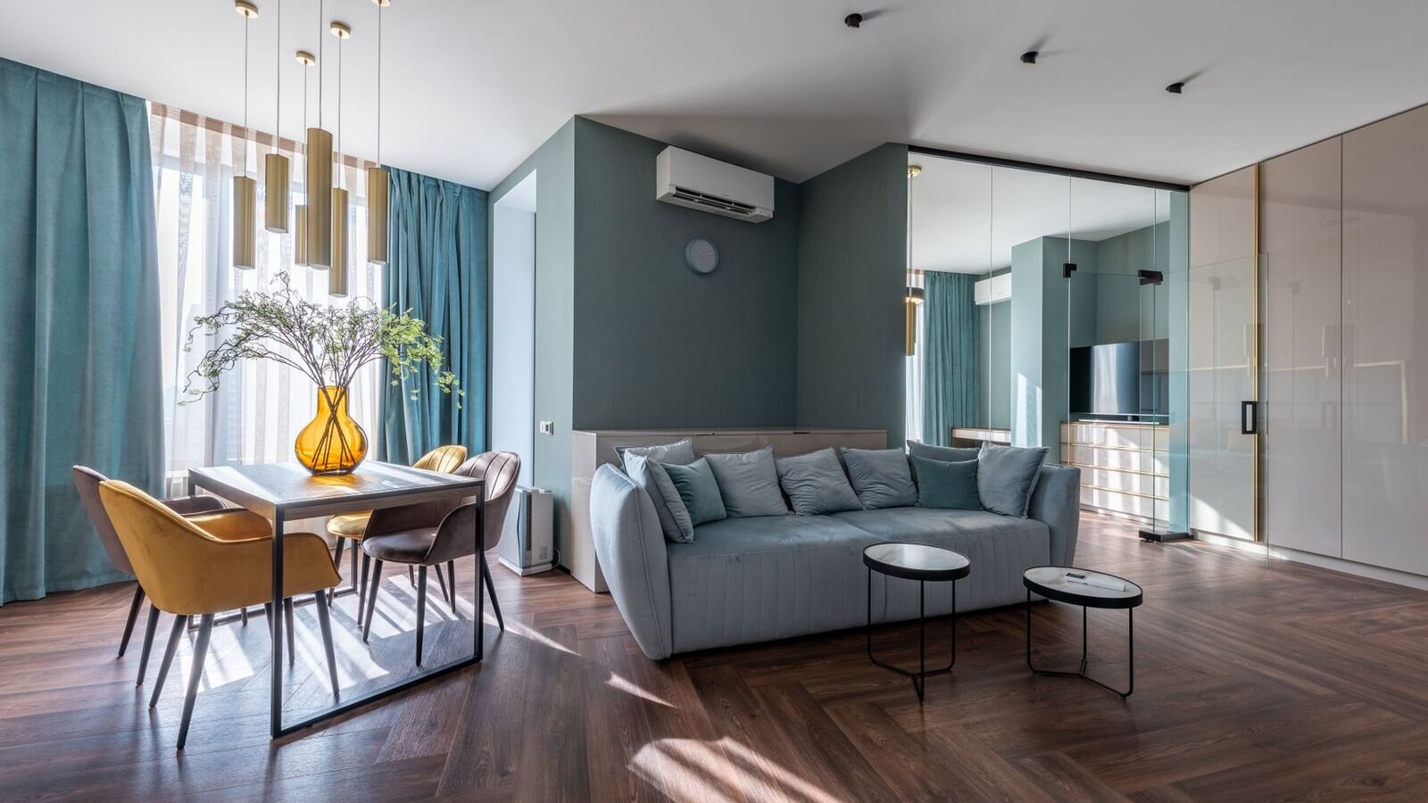 Finished living and dining room designed by the studio